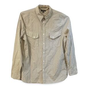 Polo Jeans Company Ralph Lauren Mens XXL Striped Western Shirt Snap Long Sleeve